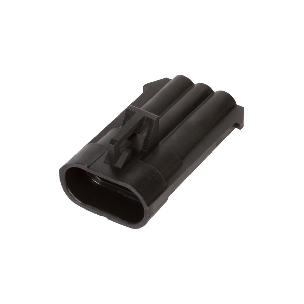 Aptiv/Delphi 12129615 Metri-Pack 150 Black 3-Way Male Connector on white background
