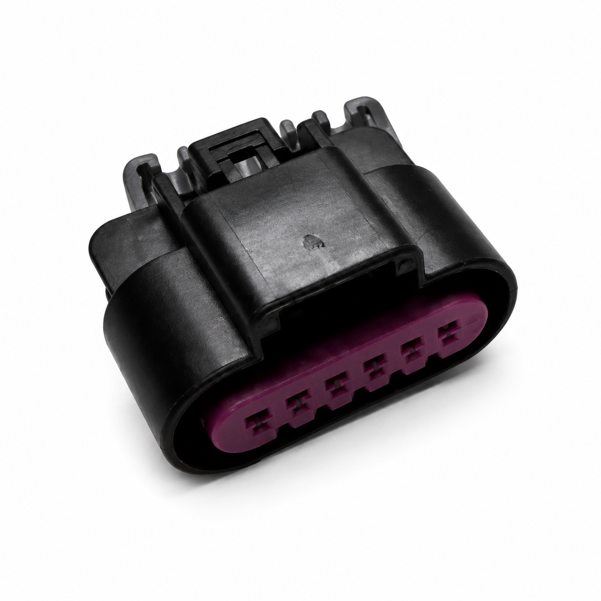 Aptiv Delphi 15397577 GT 150 black 6-way female connector on white background