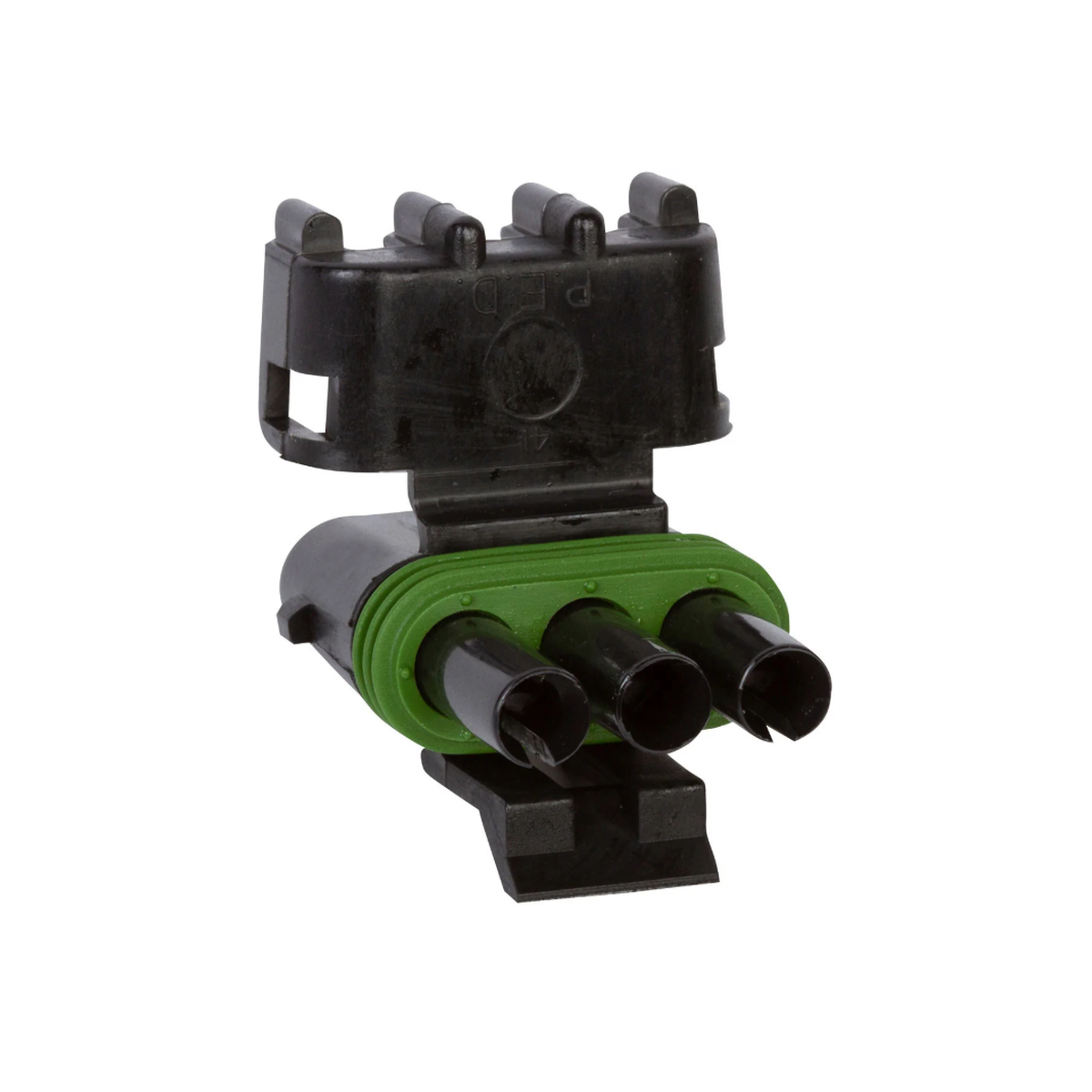 Aptiv/Delphi 12015793 Weather Pack Black 3-Way Female Connector on white background
