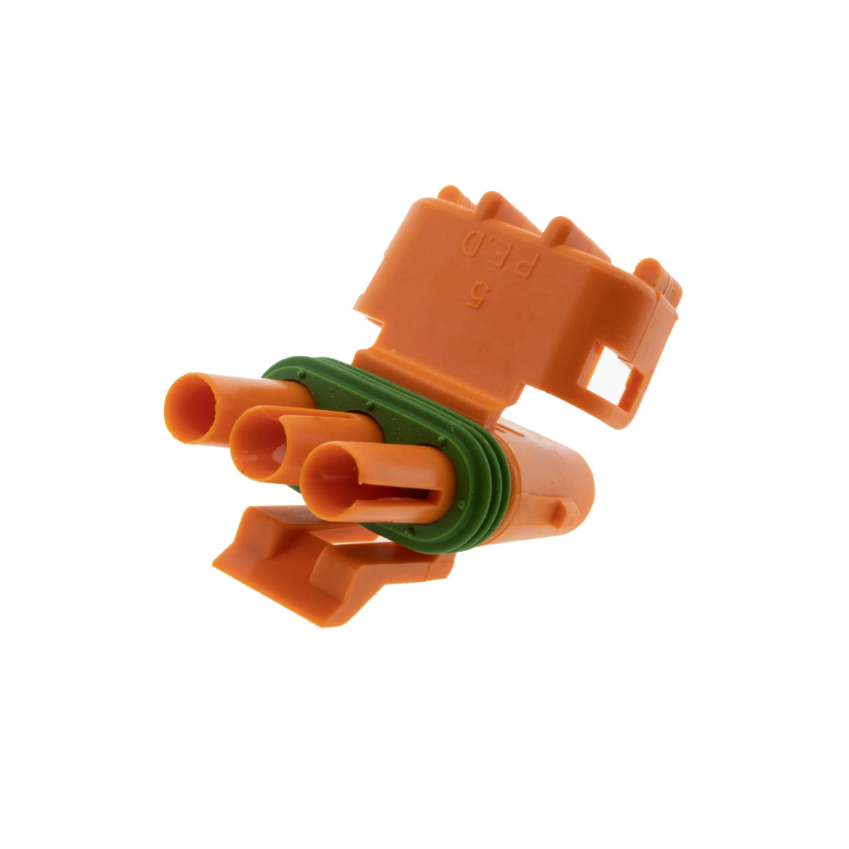 Aptiv/Delphi 12041332 Weather Pack Orange 3-Way Female Connector on white background