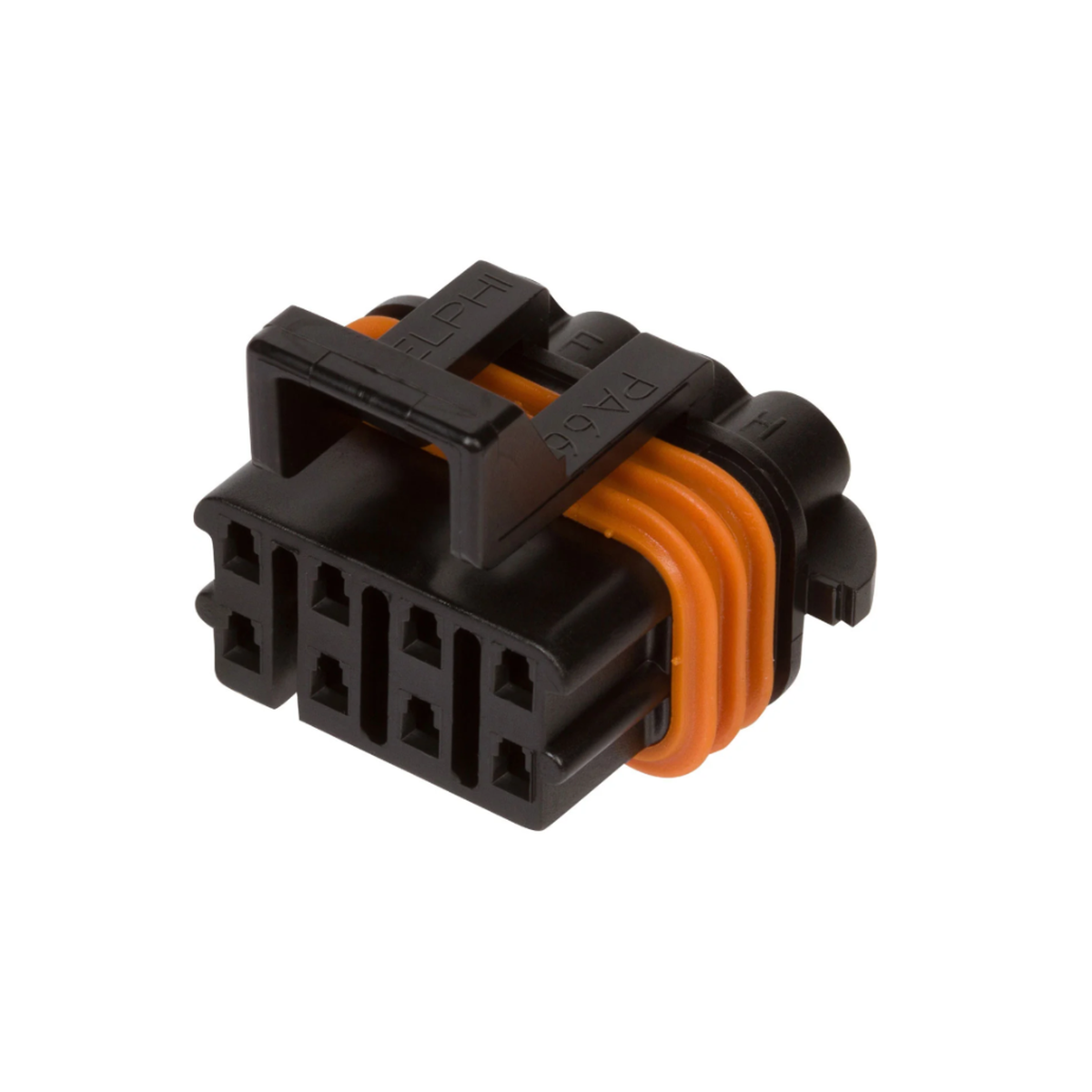 Aptiv/Delphi 12047937 Metri-Pack 150 Black 8-Way Female Connector on white background