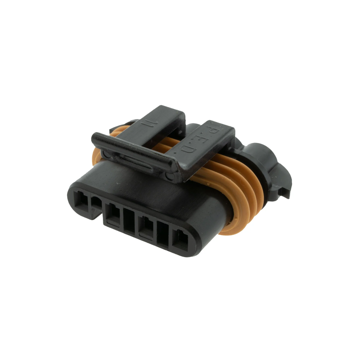 Aptiv/Delphi 12047950 Metri-Pack 150 Black 4-Way Female Connector on white background