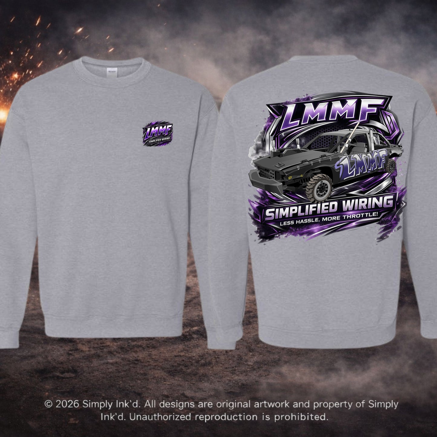 LMMF “Less Hassle, More Throttle” Derby Tee