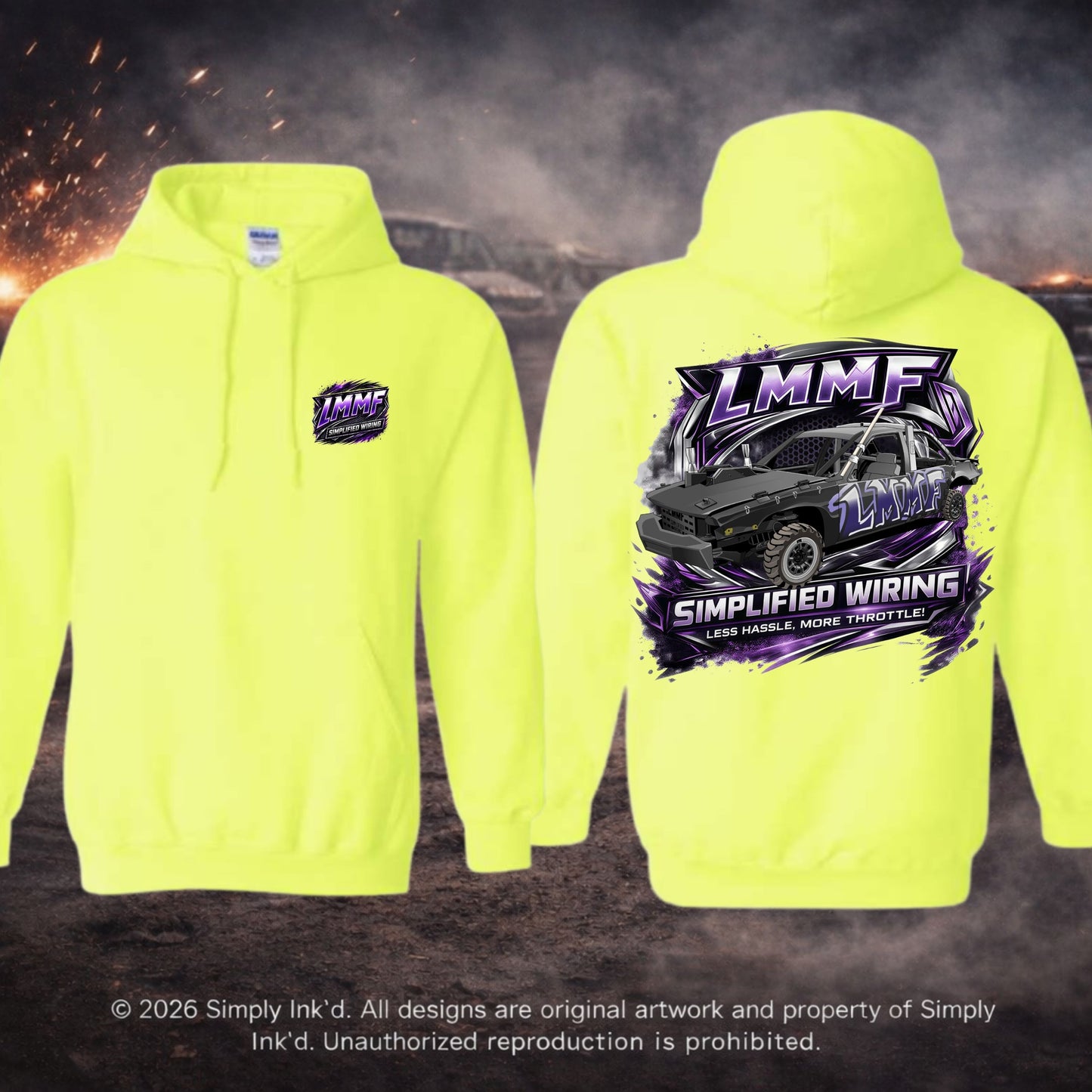 LMMF “Less Hassle, More Throttle” Derby Tee