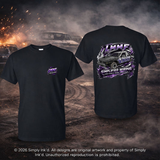 LMMF “Less Hassle, More Throttle” Derby Tee