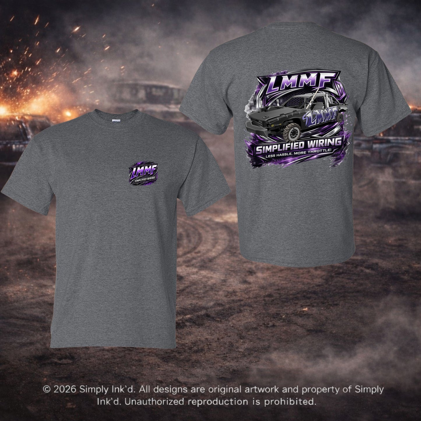 LMMF “Less Hassle, More Throttle” Derby Tee