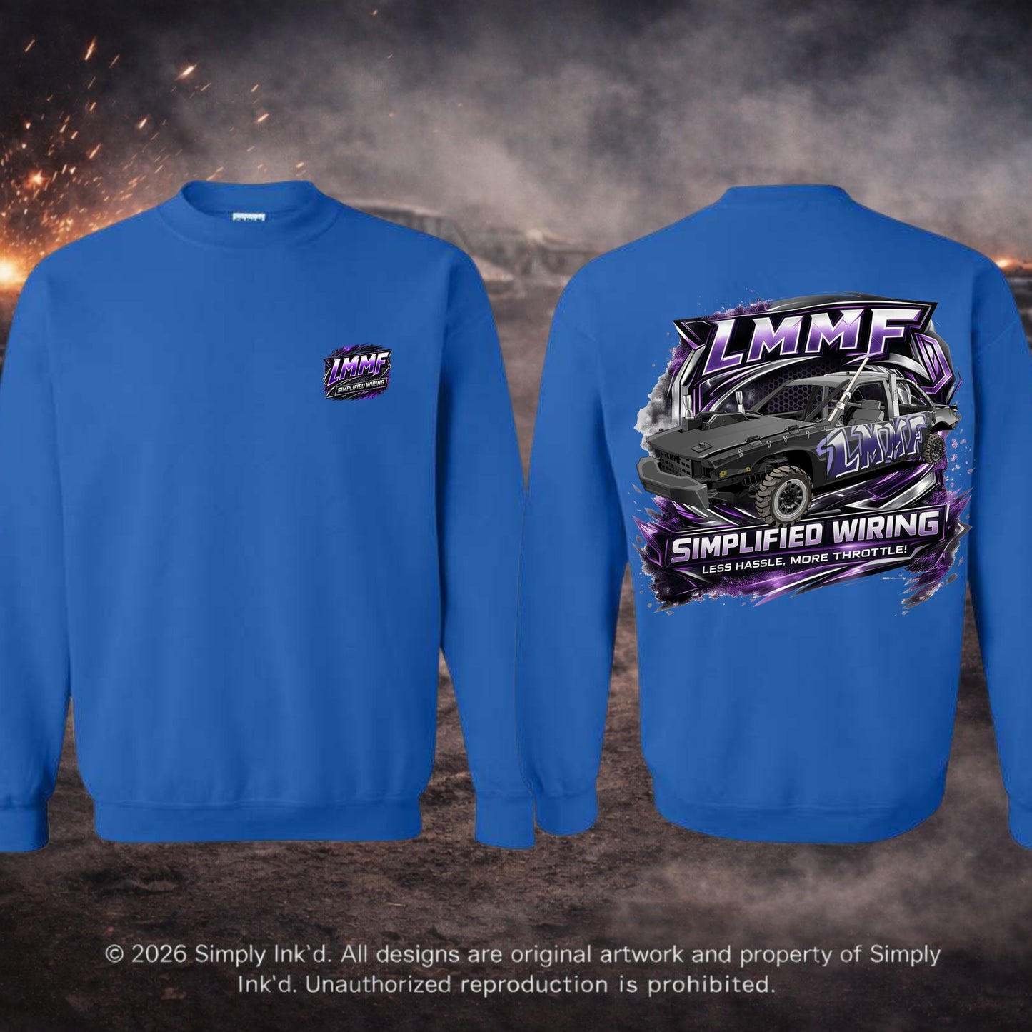 LMMF “Less Hassle, More Throttle” Derby Tee