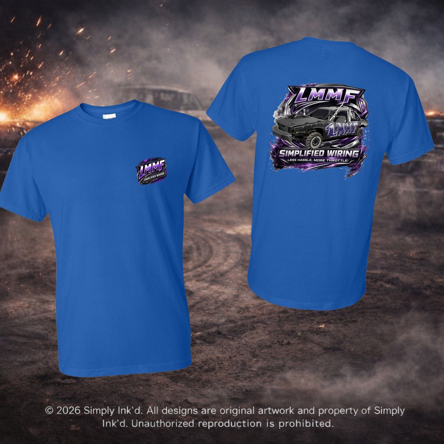 LMMF “Less Hassle, More Throttle” Derby Tee