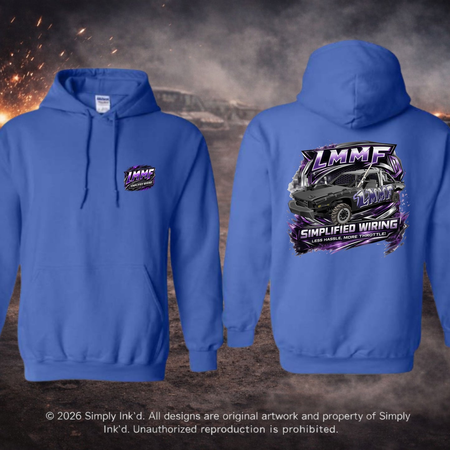 LMMF “Less Hassle, More Throttle” Derby Tee